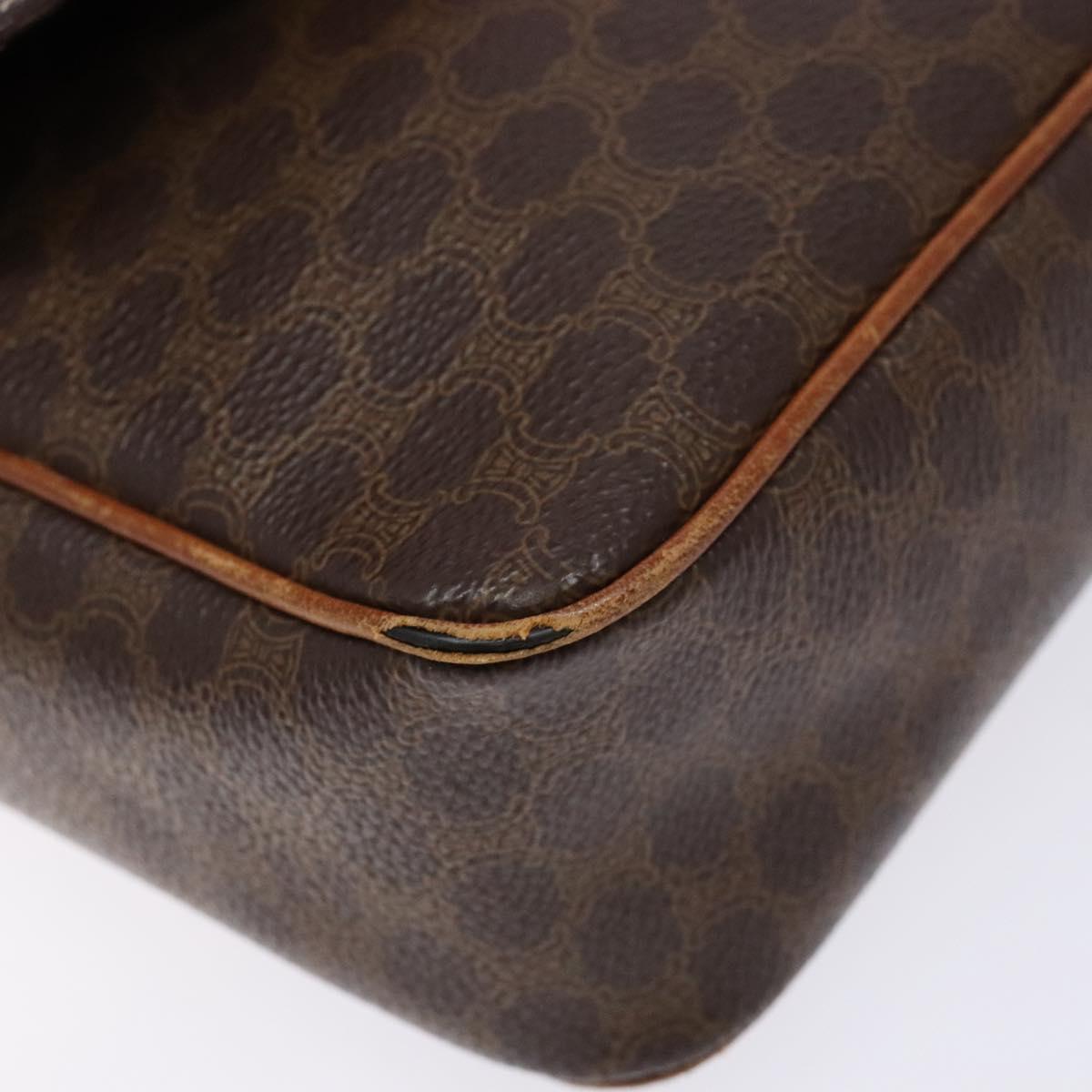 CELINE Macadam Canvas Shoulder Bag PVC Leather Brown Gold Auth 139442