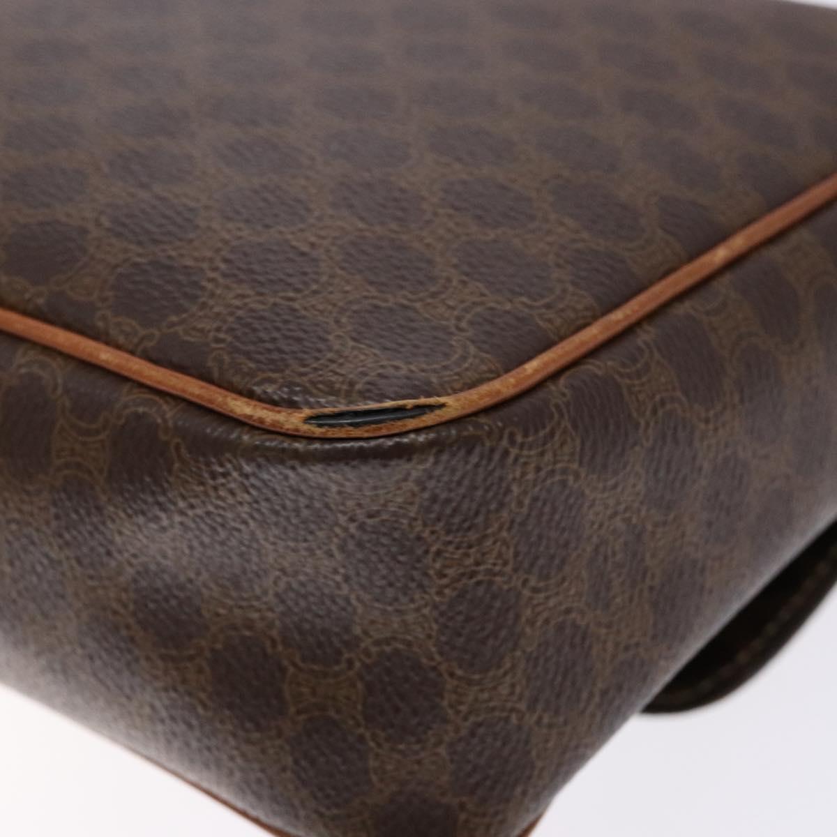 CELINE Macadam Canvas Shoulder Bag PVC Leather Brown Gold Auth 139442