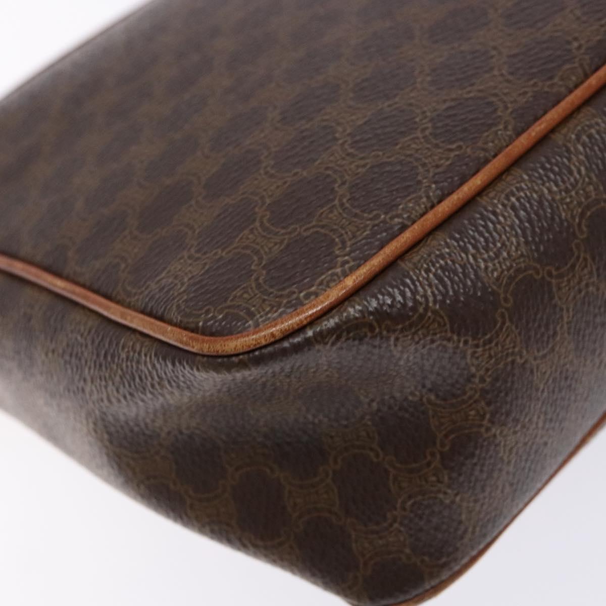 CELINE Macadam Canvas Shoulder Bag PVC Leather Brown Gold Auth 139442