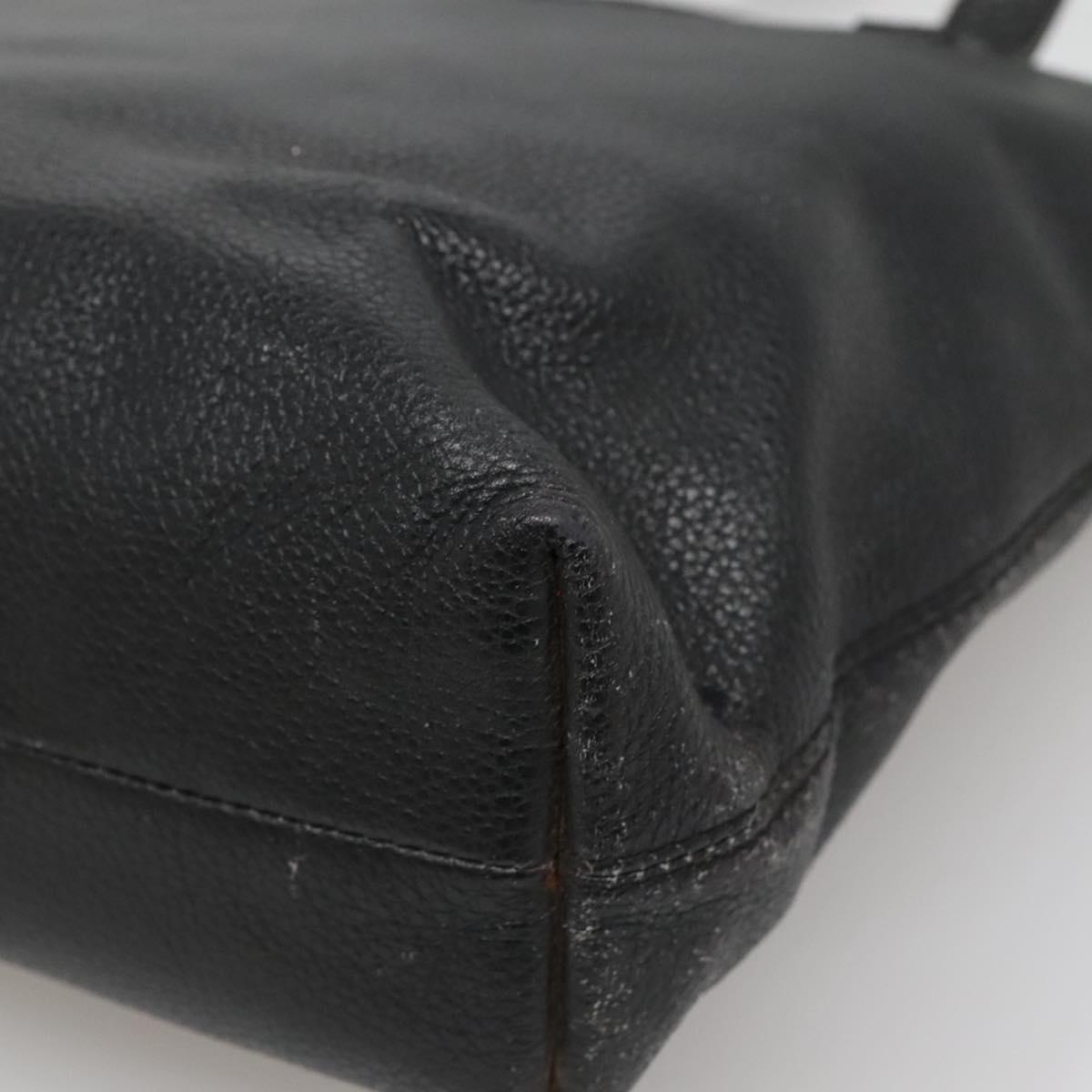 CELINE Shoulder Bag Leather Black Silver Auth 139444