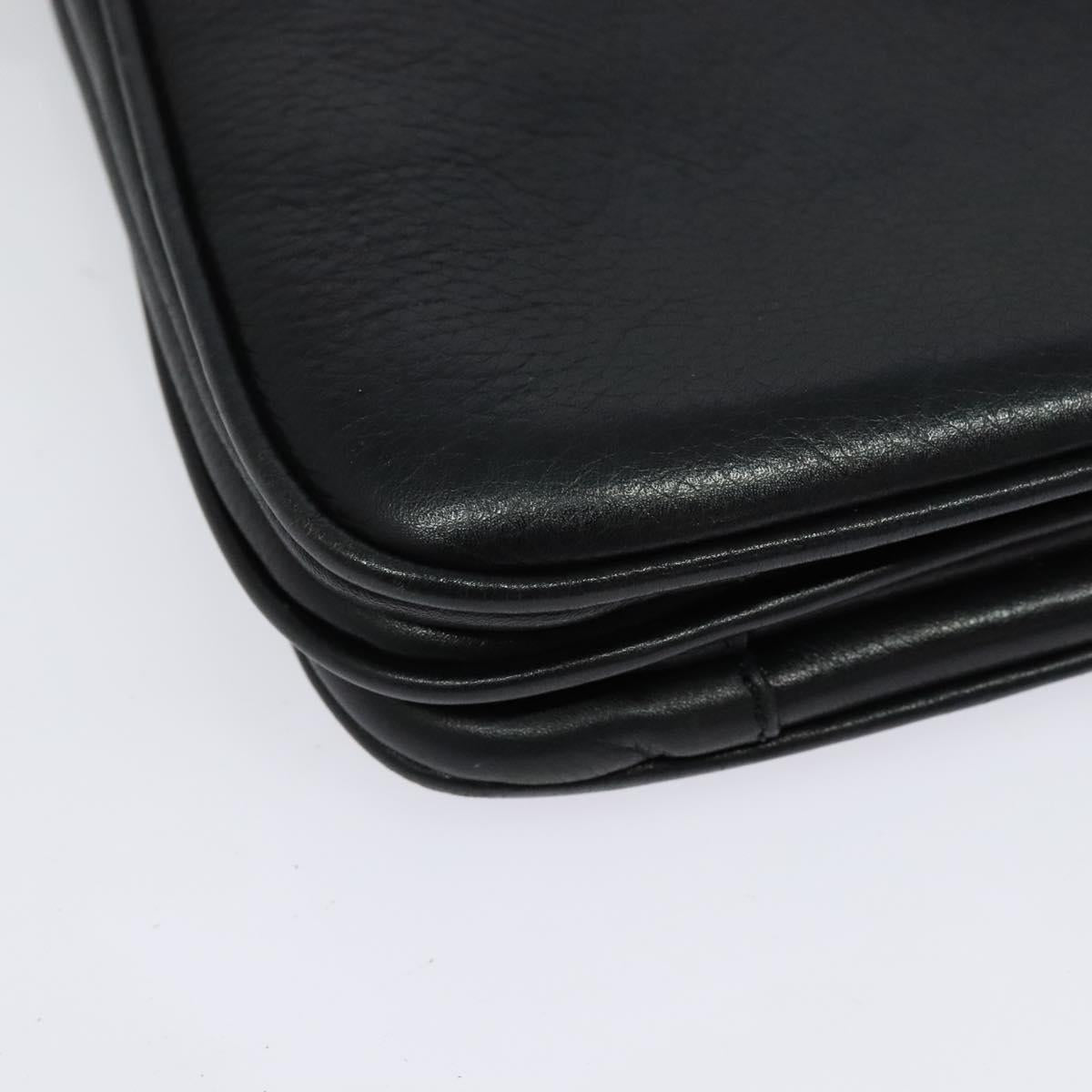 CELINE Shoulder Bag Leather Black Gold Auth 139445