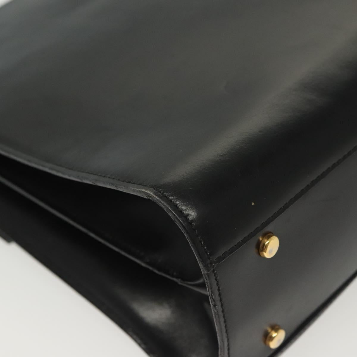 CELINE Hand Bag Leather Black Gold Auth 139446