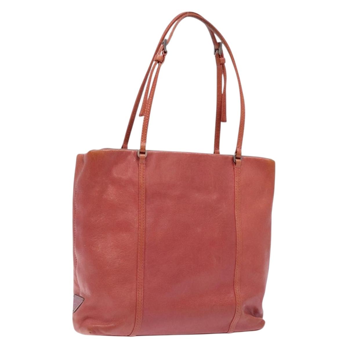 PRADA Hand Bag Leather Pink Silver Auth 139448