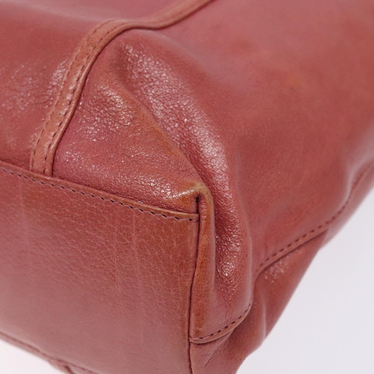 PRADA Hand Bag Leather Pink Silver Auth 139448