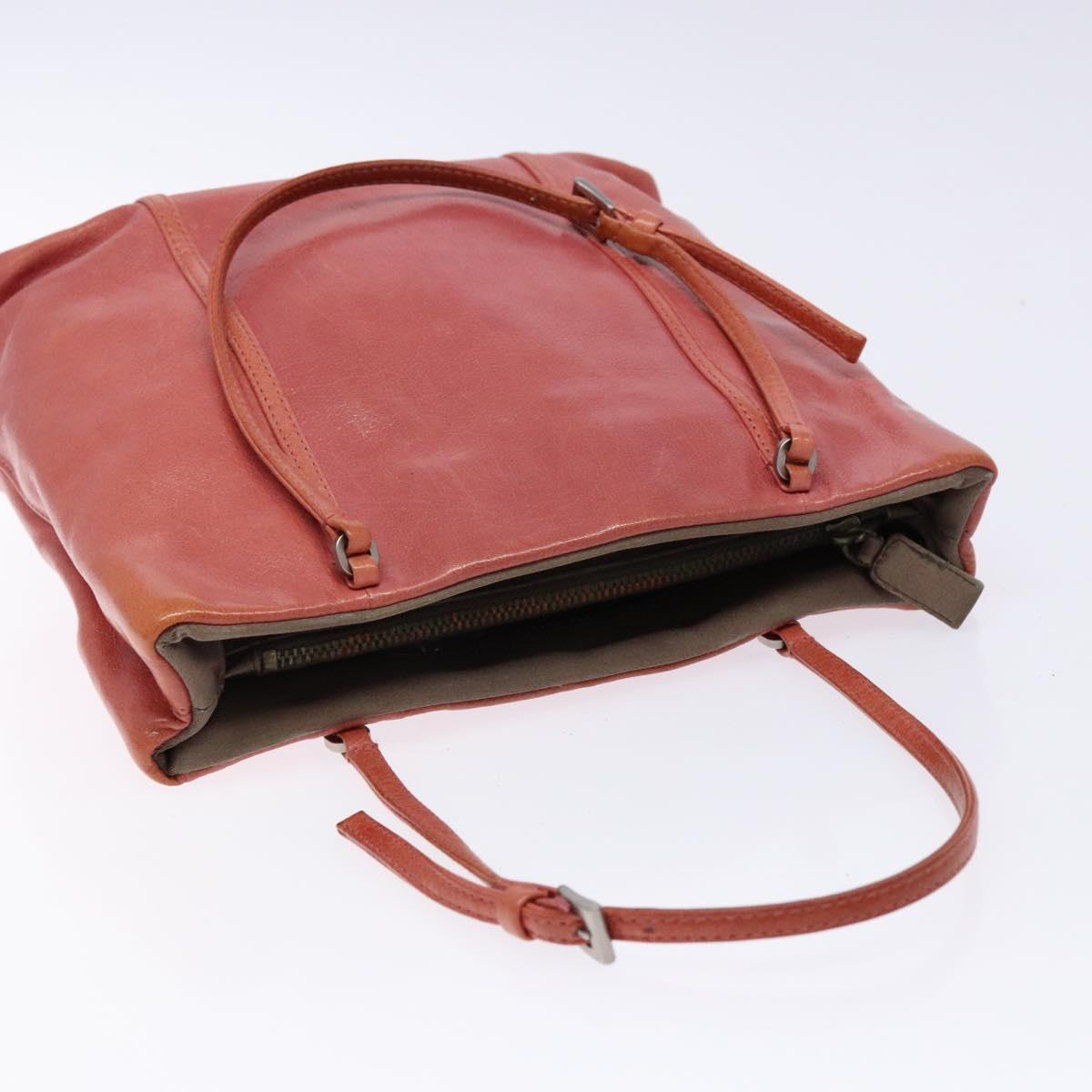 PRADA Hand Bag Leather Pink Silver Auth 139448