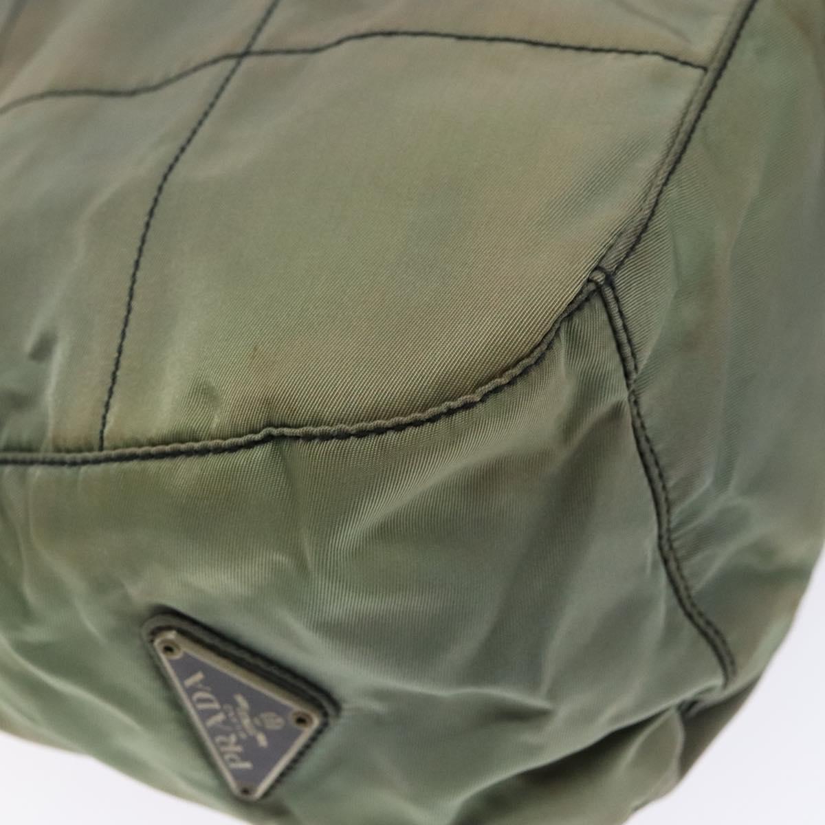 PRADA Shoulder Bag Nylon Green Silver Auth 139451