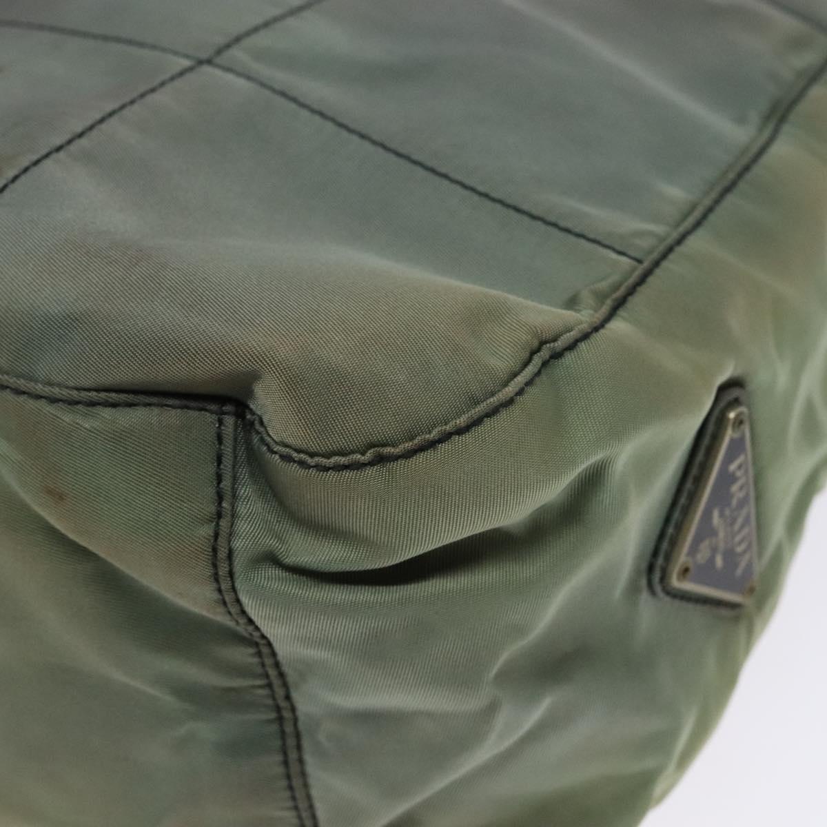 PRADA Shoulder Bag Nylon Green Silver Auth 139451