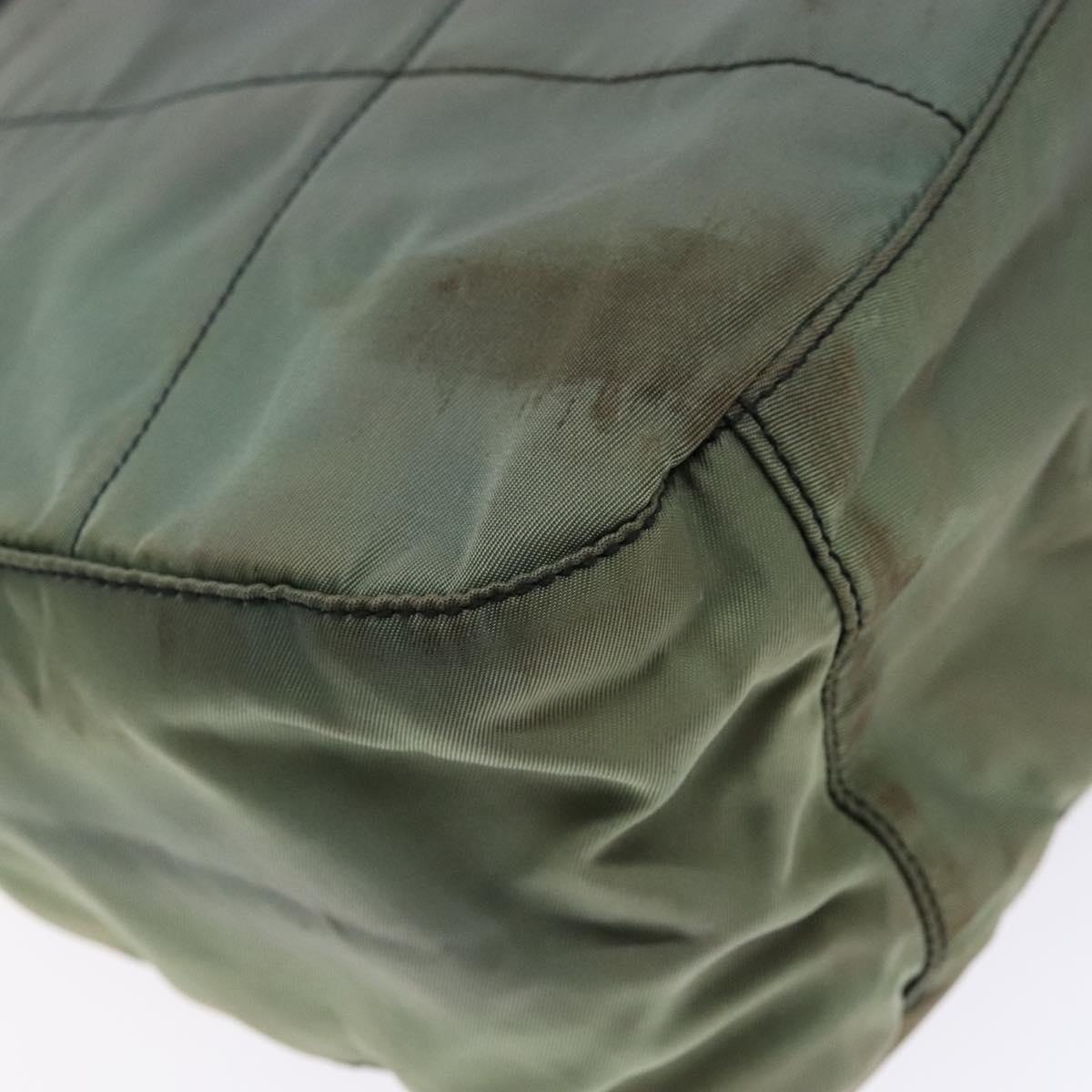 PRADA Shoulder Bag Nylon Green Silver Auth 139451