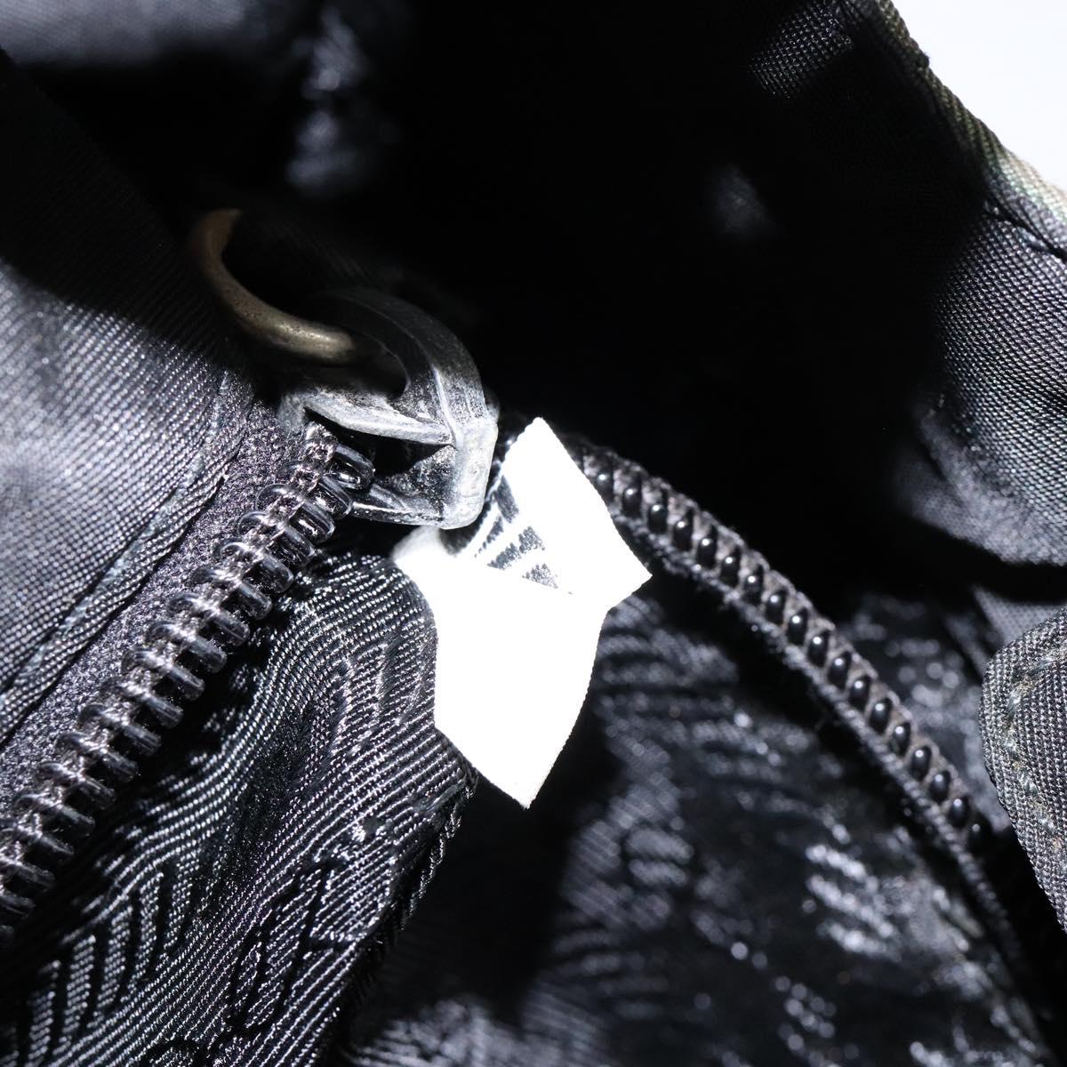 PRADA Shoulder Bag Nylon Green Silver Auth 139451