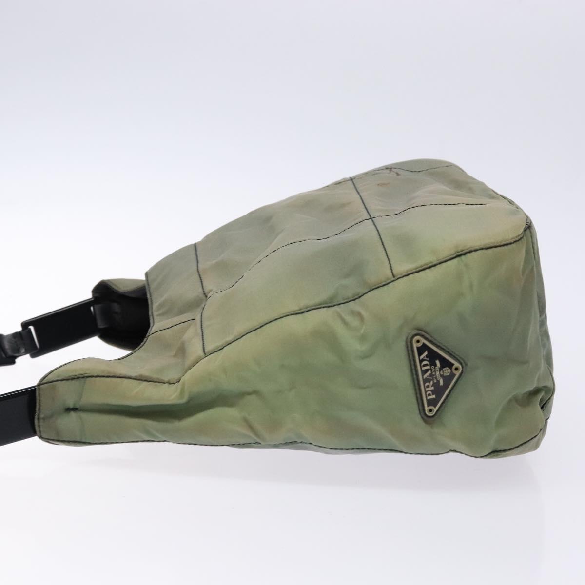PRADA Shoulder Bag Nylon Green Silver Auth 139451