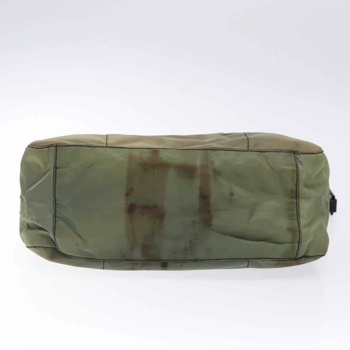 PRADA Shoulder Bag Nylon Green Silver Auth 139451