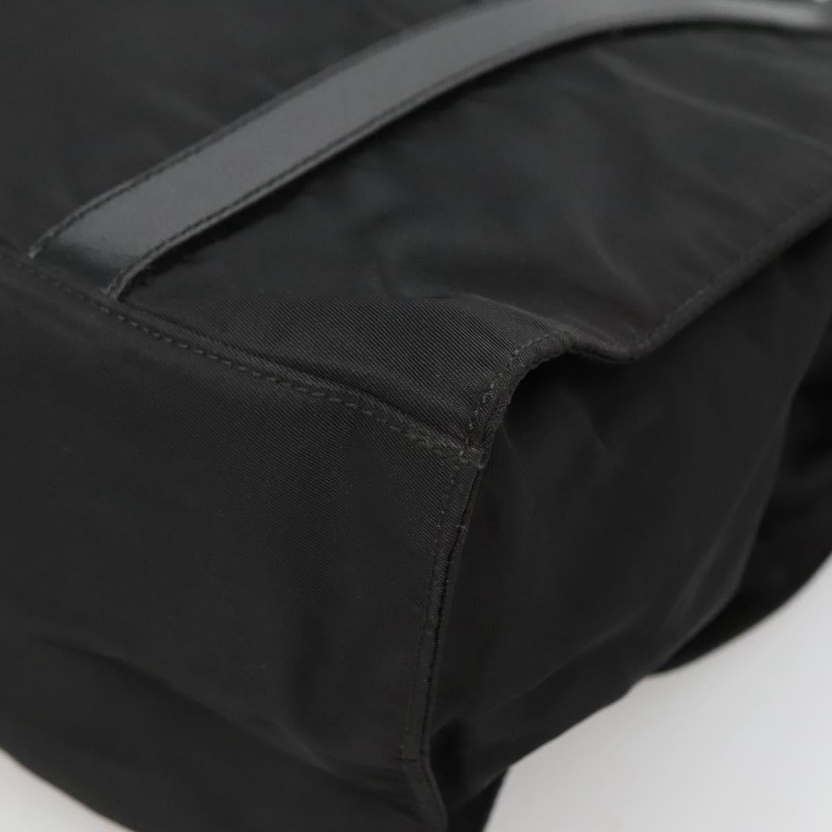 PRADA Tote Bag Nylon Black Silver Auth 139452