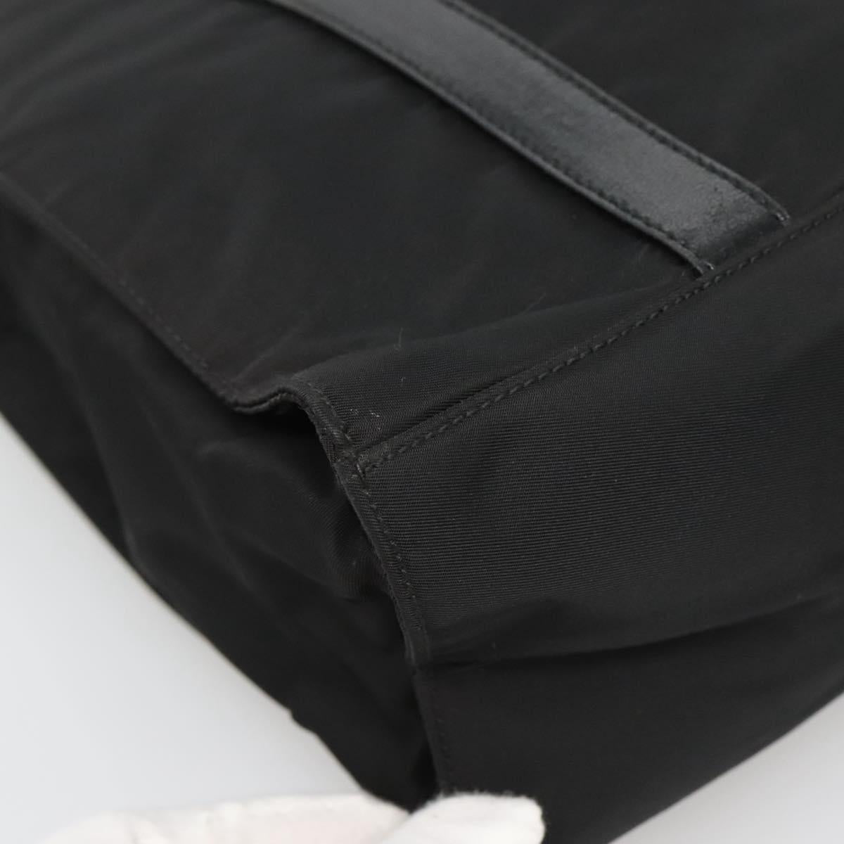 PRADA Tote Bag Nylon Black Silver Auth 139452