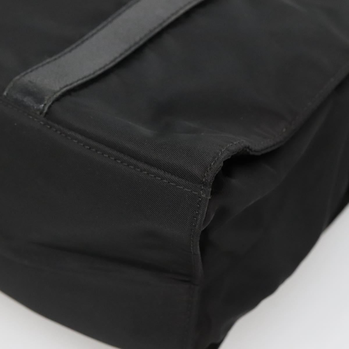 PRADA Tote Bag Nylon Black Silver Auth 139452