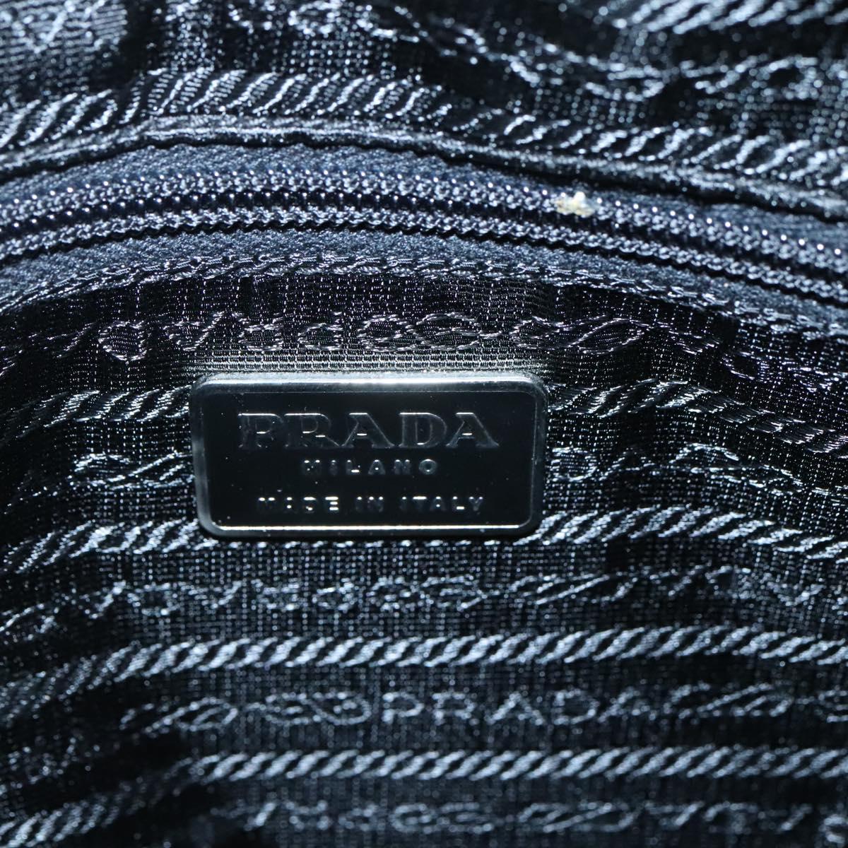 PRADA Tote Bag Nylon Black Silver Auth 139452