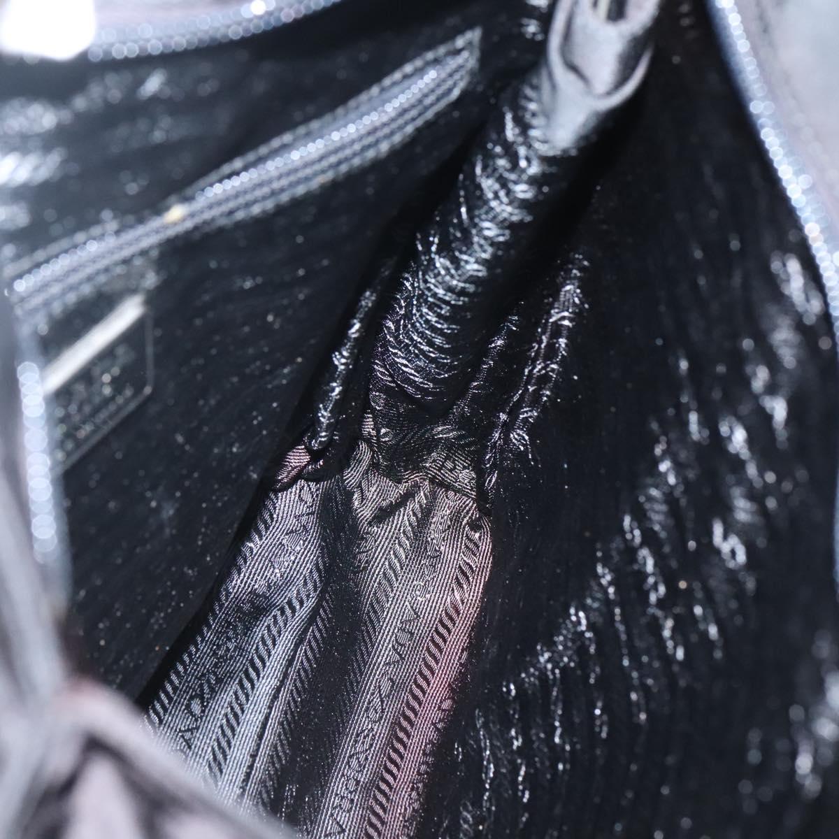 PRADA Tote Bag Nylon Black Silver Auth 139452