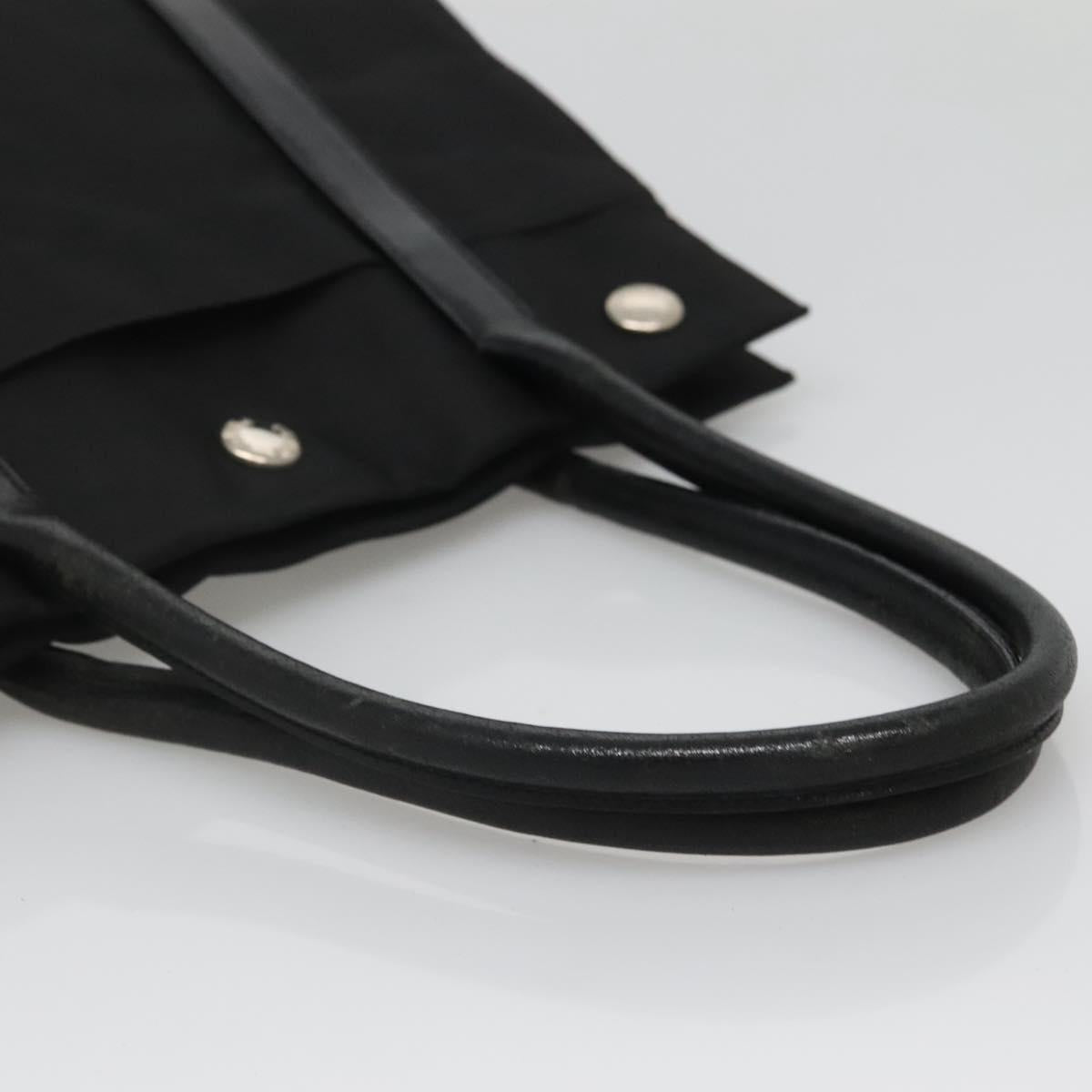 PRADA Tote Bag Nylon Black Silver Auth 139452