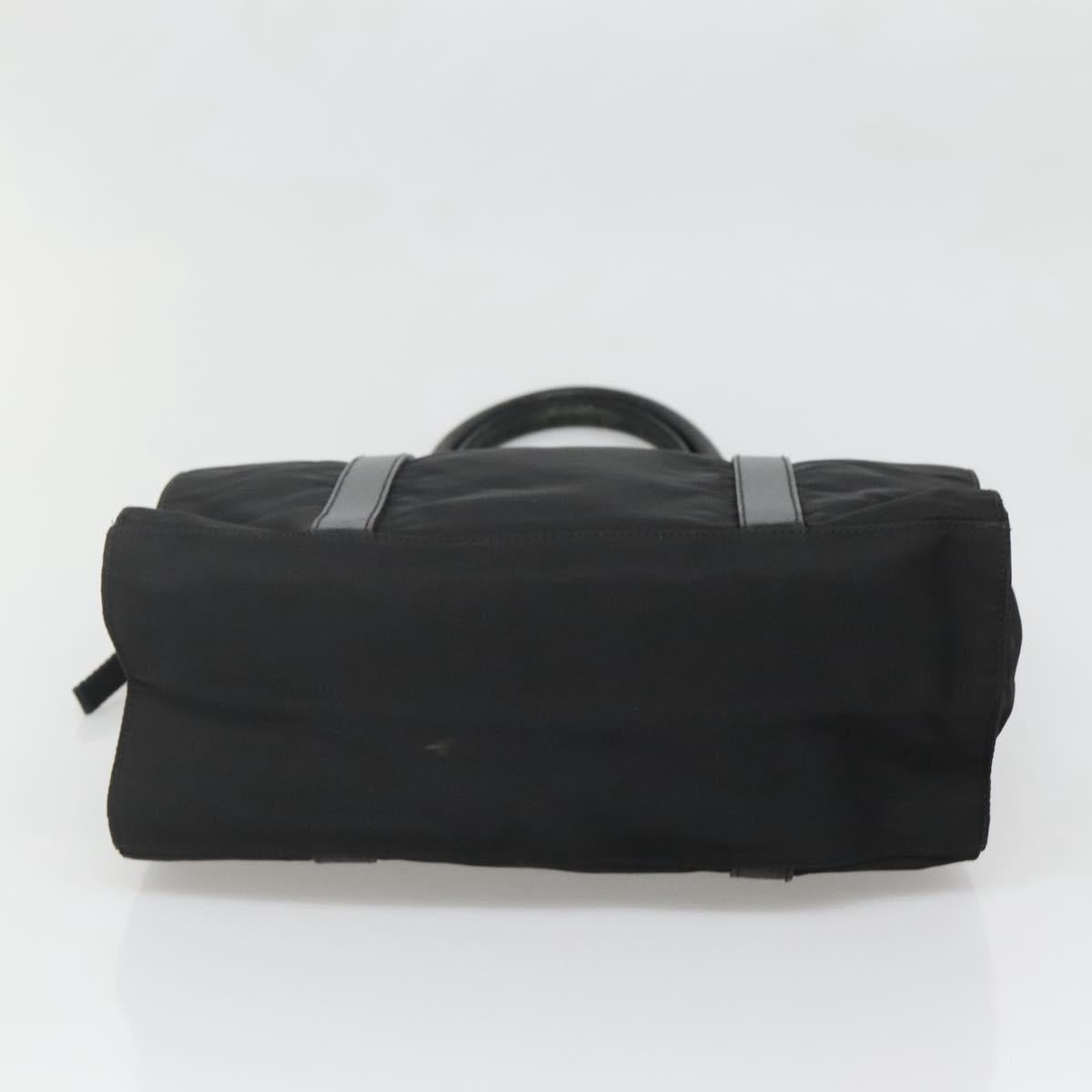 PRADA Tote Bag Nylon Black Silver Auth 139452