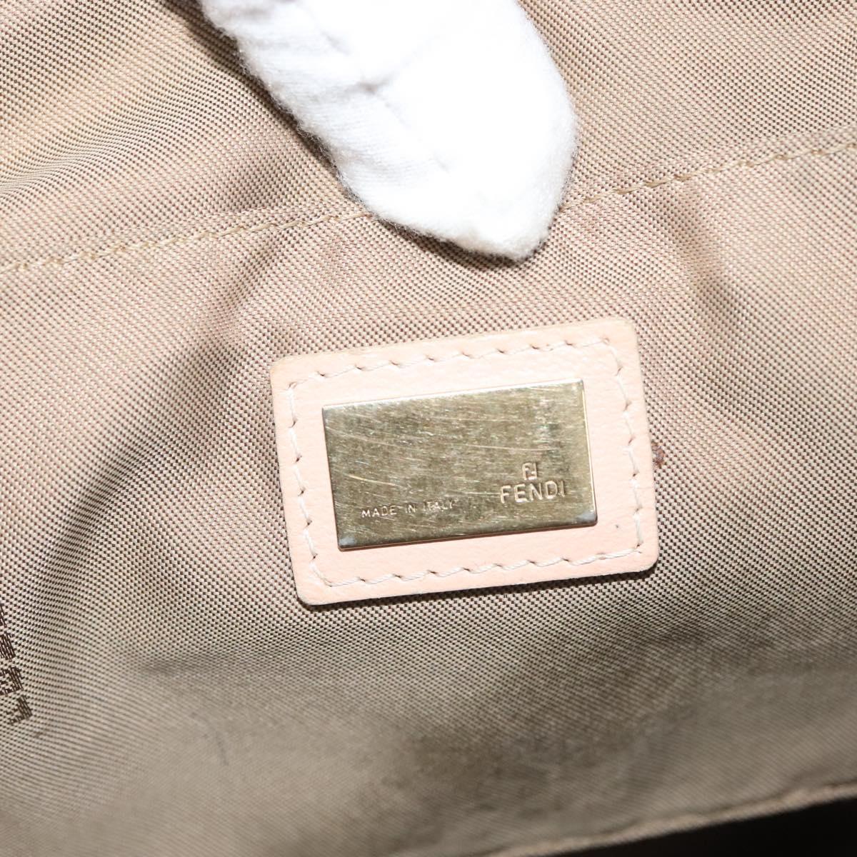 FENDI Zucchino Canvas Hand Bag Pink Gold Auth 139455