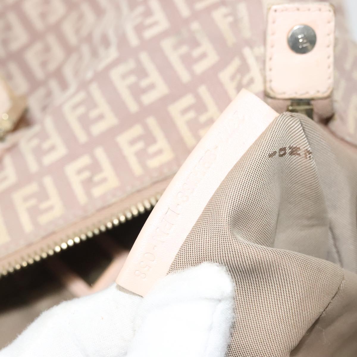 FENDI Zucchino Canvas Hand Bag Pink Gold Auth 139455
