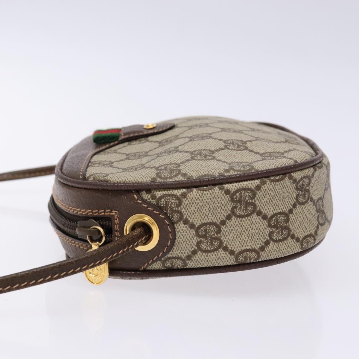 GUCCI GG Supreme Web Sherry Line Bag PVC Beige Gold 007 754 6112 40 Auth 139459