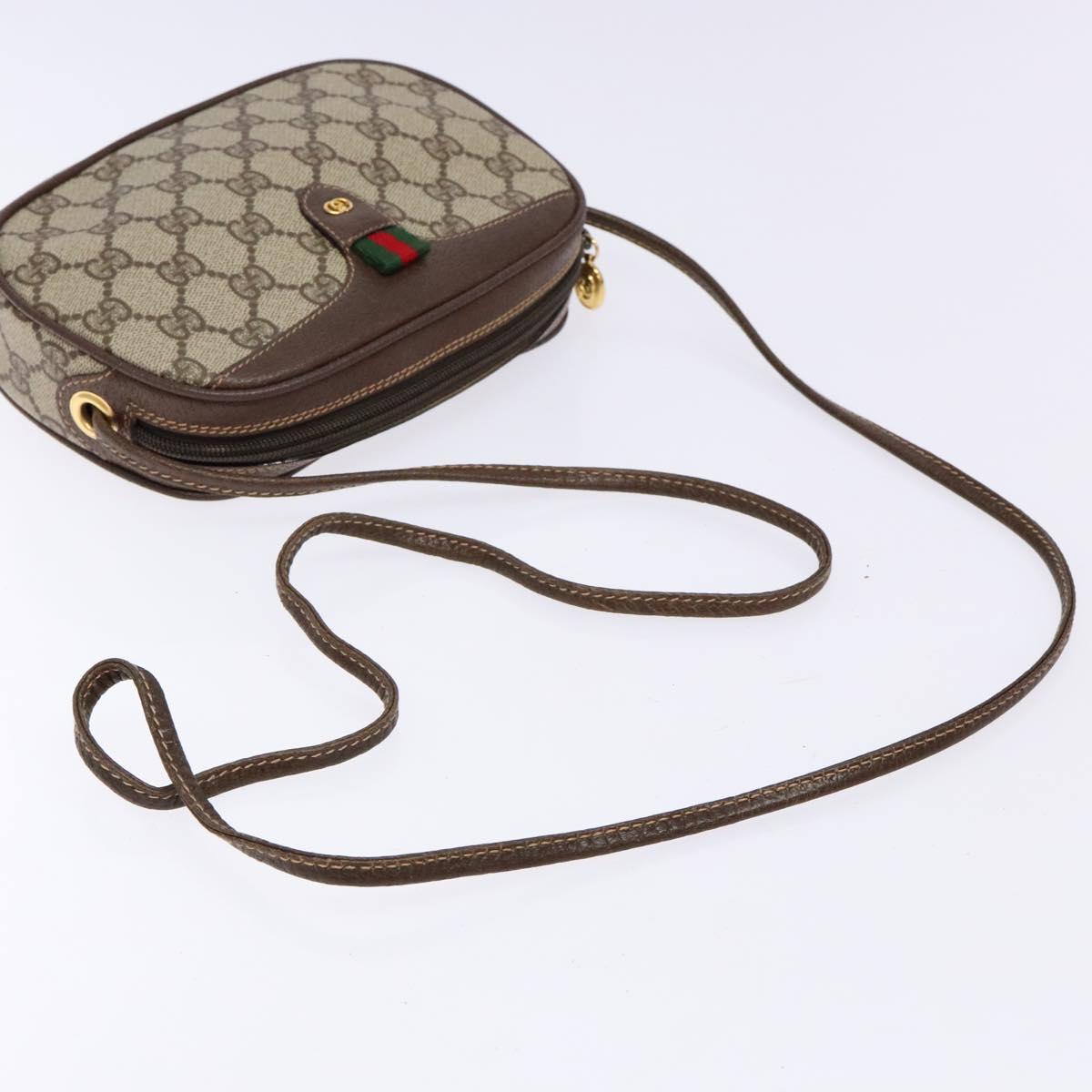GUCCI GG Supreme Web Sherry Line Bag PVC Beige Gold 007 754 6112 40 Auth 139459