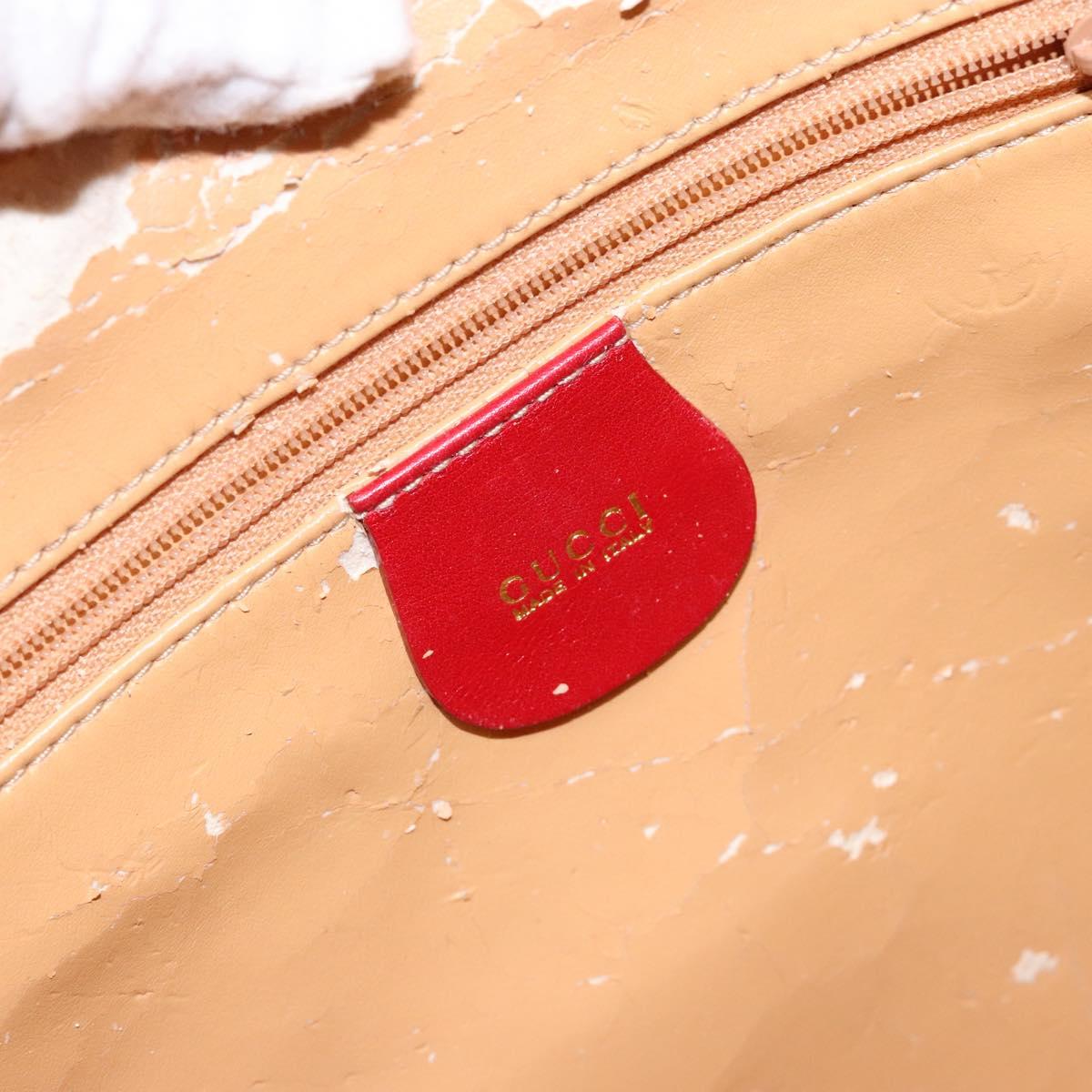 GUCCI Bamboo Hand Bag Leather 2way Red Gold 000 2214 0289 Auth 139463