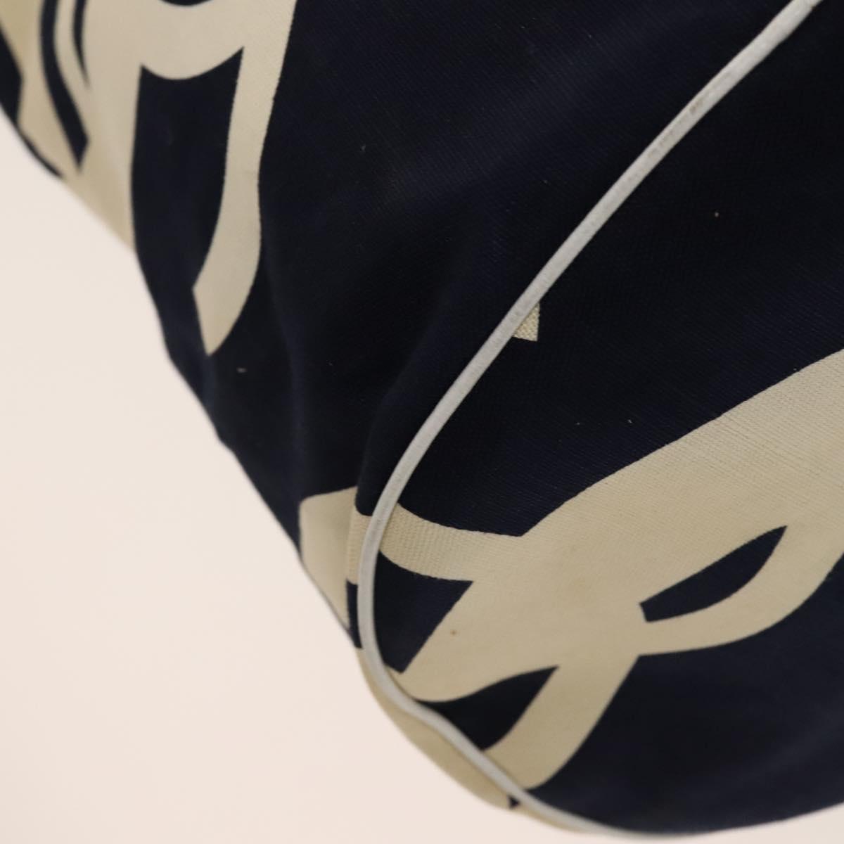 CHANEL Chain Tote Bag Canvas Navy Gold CC Auth 139465