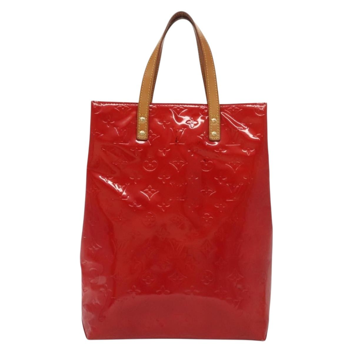 LOUIS VUITTON Monogram Vernis Reade MM Hand Bag Red Rouge M91086 LV Auth 139473