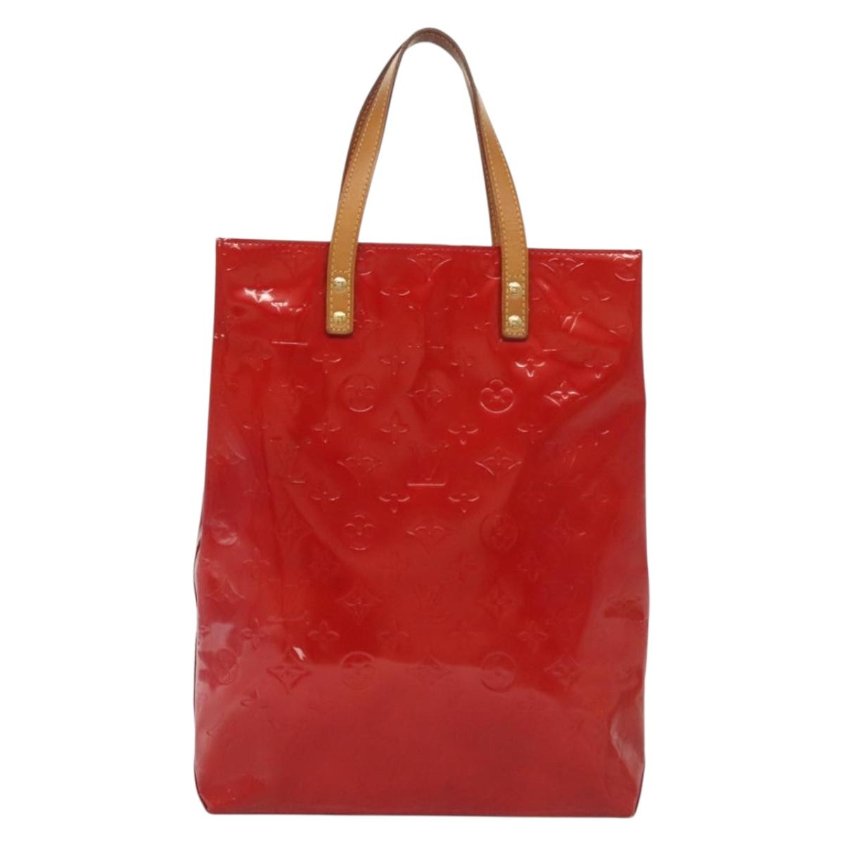LOUIS VUITTON Monogram Vernis Reade MM Hand Bag Red Rouge M91086 LV Auth 139473