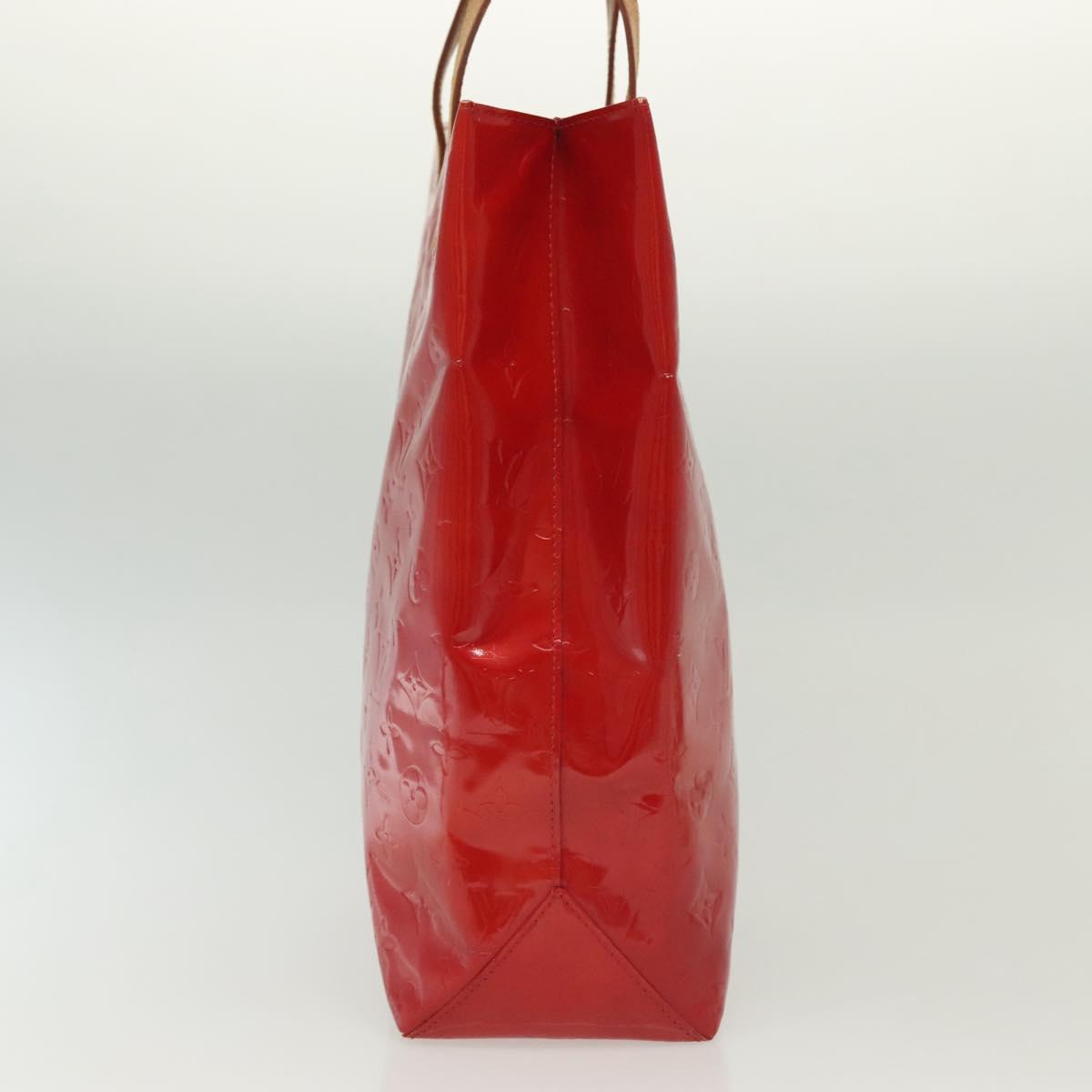 LOUIS VUITTON Monogram Vernis Reade MM Hand Bag Red Rouge M91086 LV Auth 139473