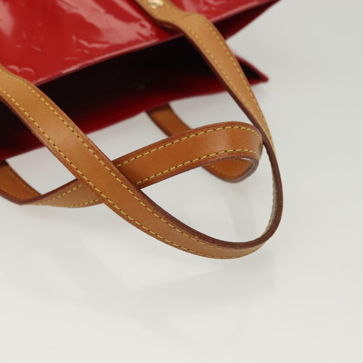 LOUIS VUITTON Monogram Vernis Reade MM Hand Bag Red Rouge M91086 LV Auth 139473