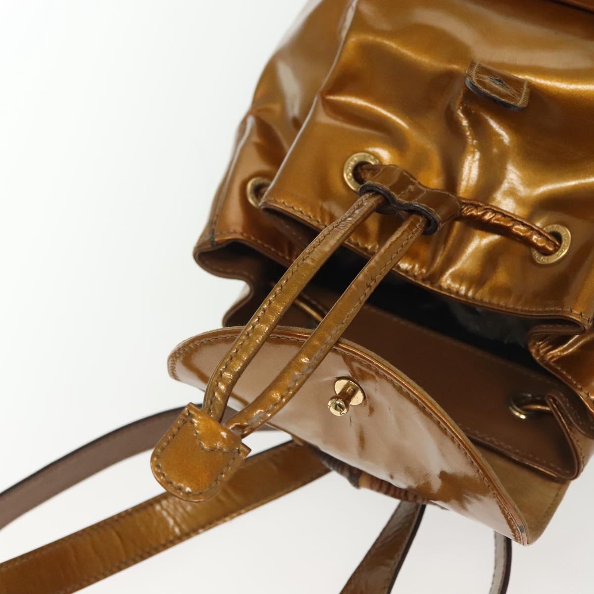 GUCCI Bamboo Backpack Patent leather Outlet Gold 003 1705 0030 Auth 139519