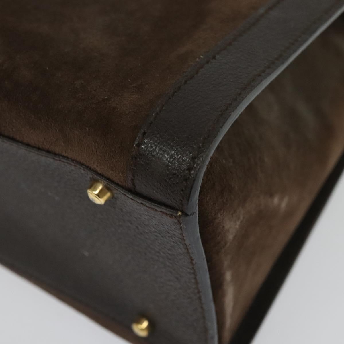 GUCCI Bamboo Hand Bag Suede Brown Gold 002 1186 0260 Auth 139520
