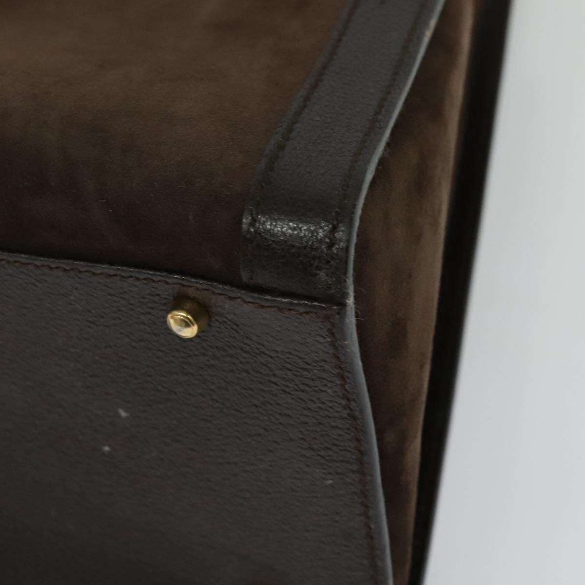 GUCCI Bamboo Hand Bag Suede Brown Gold 002 1186 0260 Auth 139520