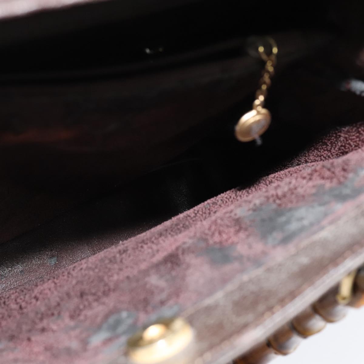 GUCCI Bamboo Hand Bag Suede Brown Gold 002 1186 0260 Auth 139520