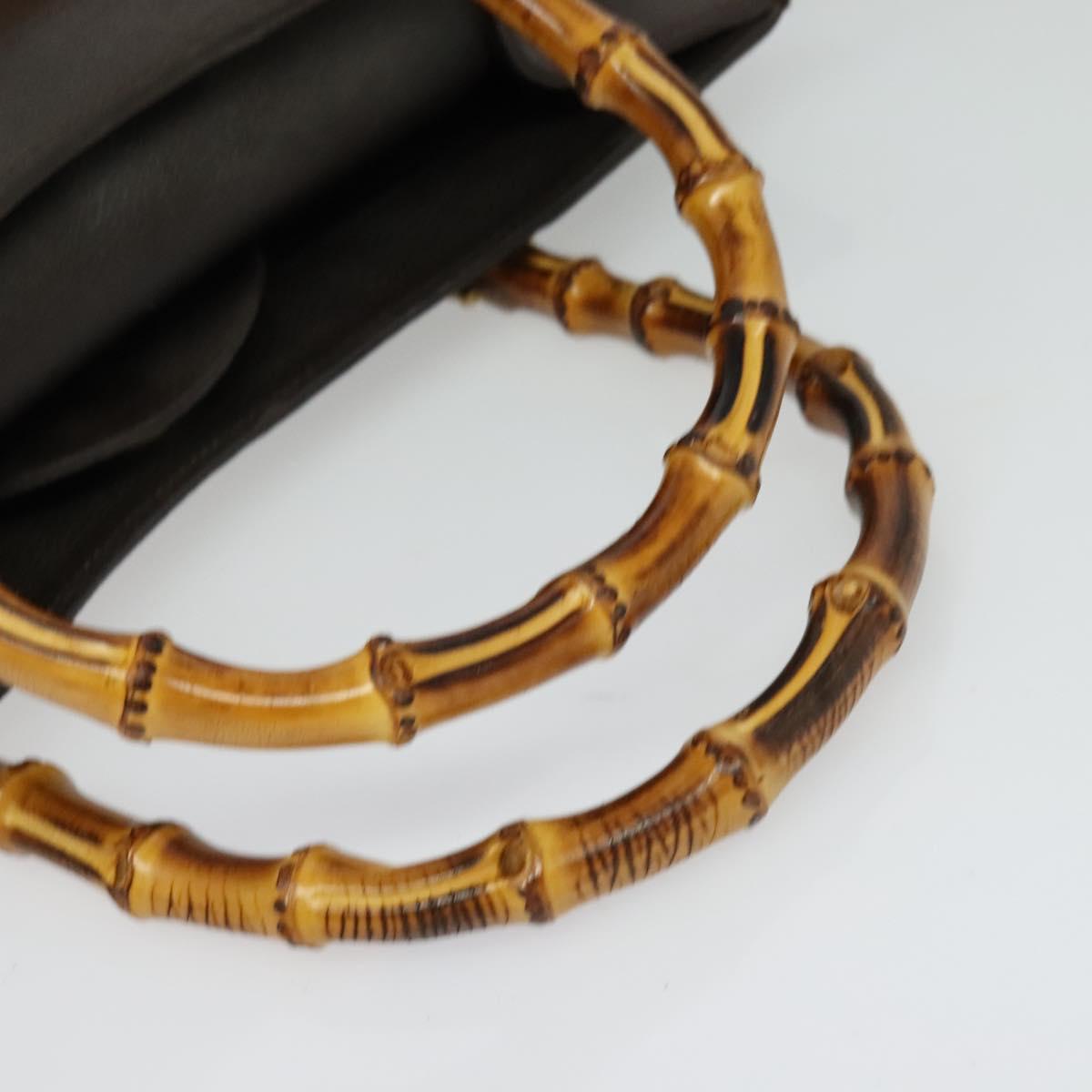 GUCCI Bamboo Hand Bag Suede Brown Gold 002 1186 0260 Auth 139520