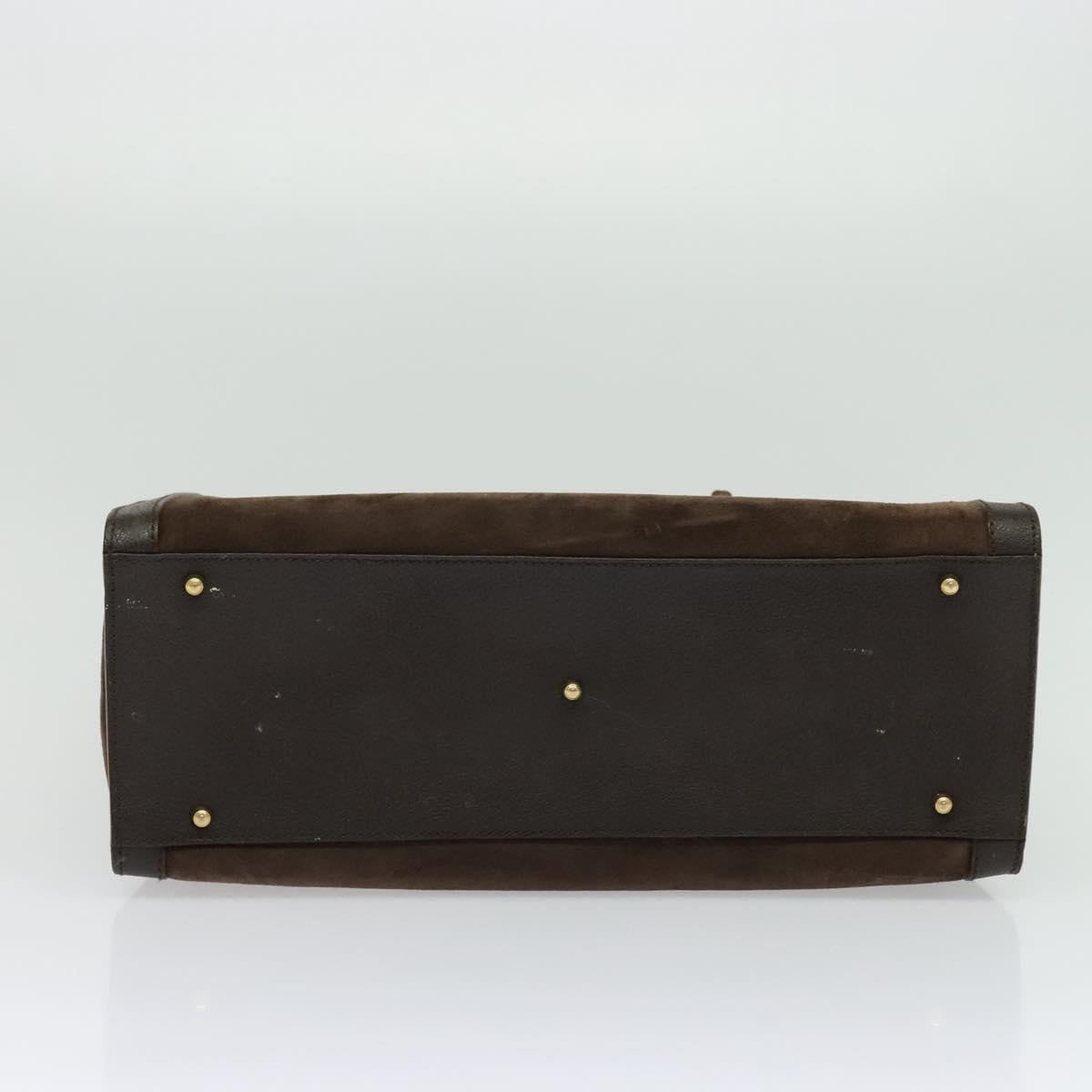 GUCCI Bamboo Hand Bag Suede Brown Gold 002 1186 0260 Auth 139520