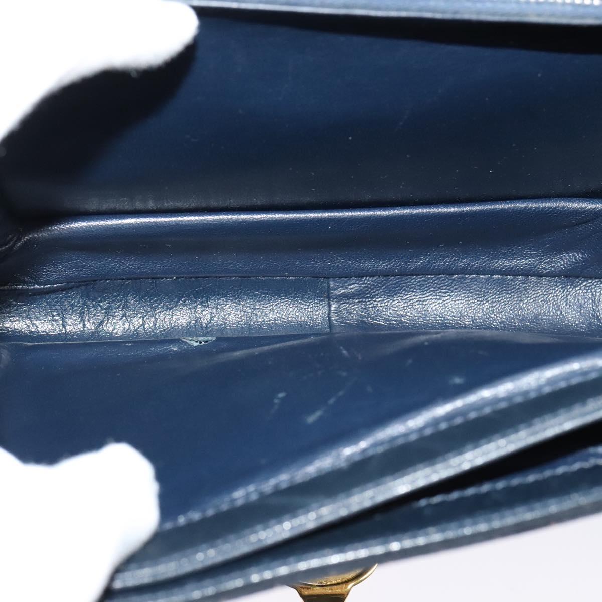 GUCCI Micro GG Canvas Shoulder Bag Suede Navy Gold Auth 139521