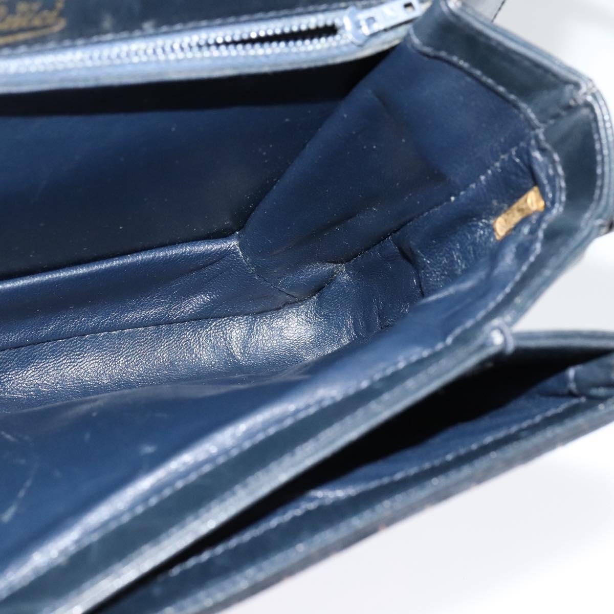 GUCCI Micro GG Canvas Shoulder Bag Suede Navy Gold Auth 139521