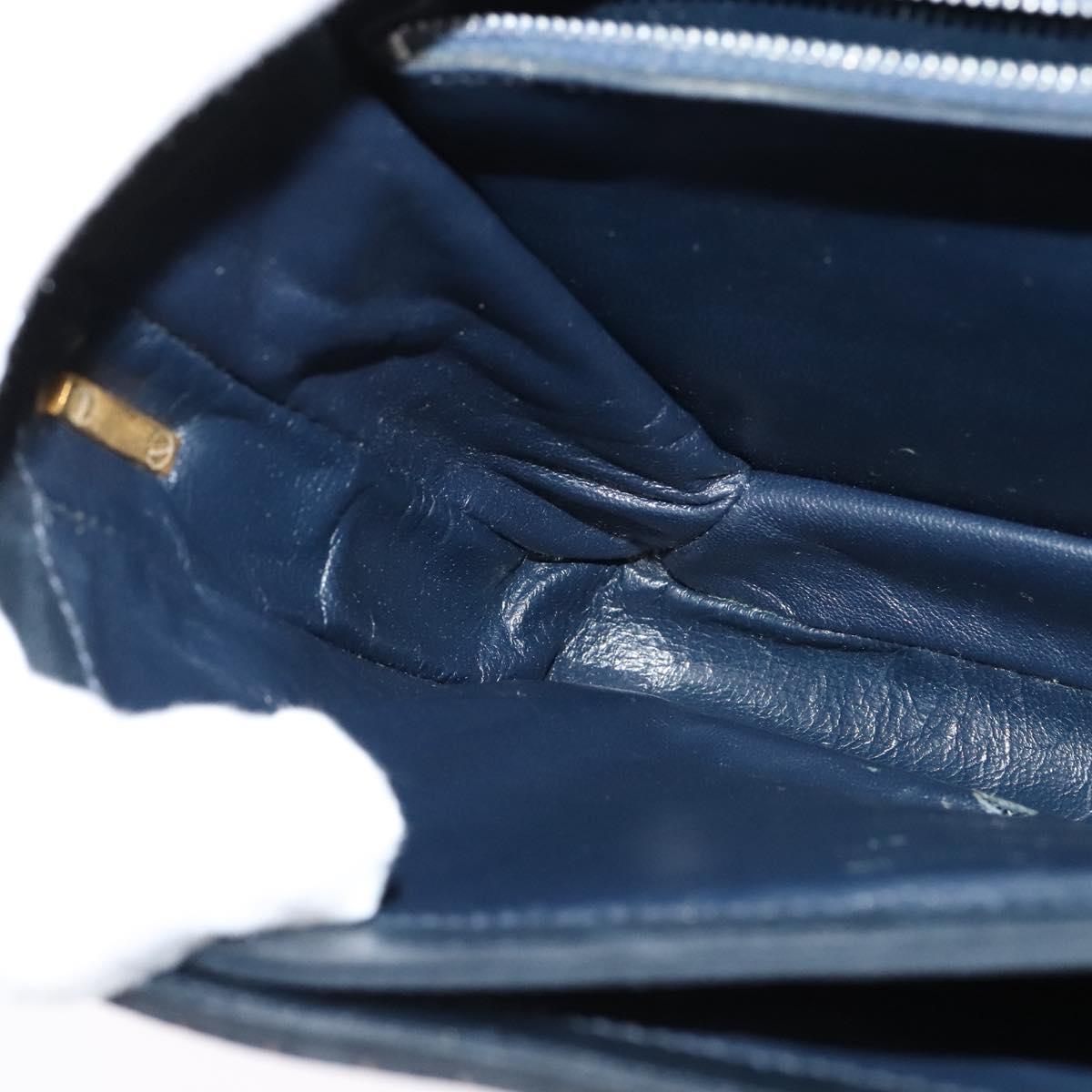 GUCCI Micro GG Canvas Shoulder Bag Suede Navy Gold Auth 139521
