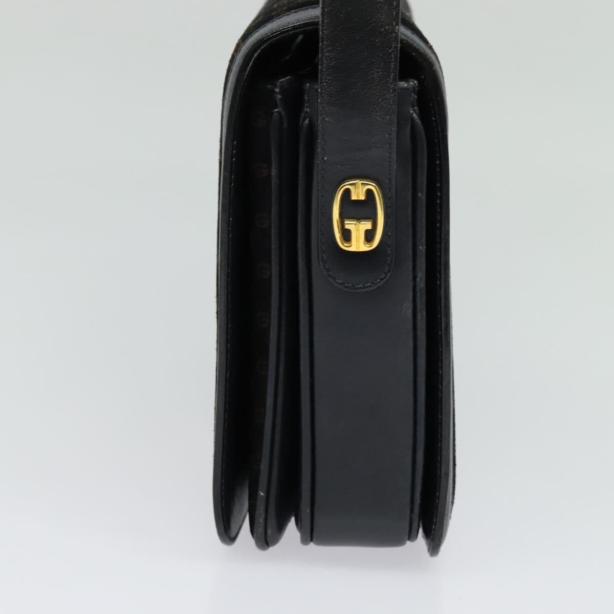 GUCCI Micro GG Canvas Shoulder Bag Suede Navy Gold Auth 139521