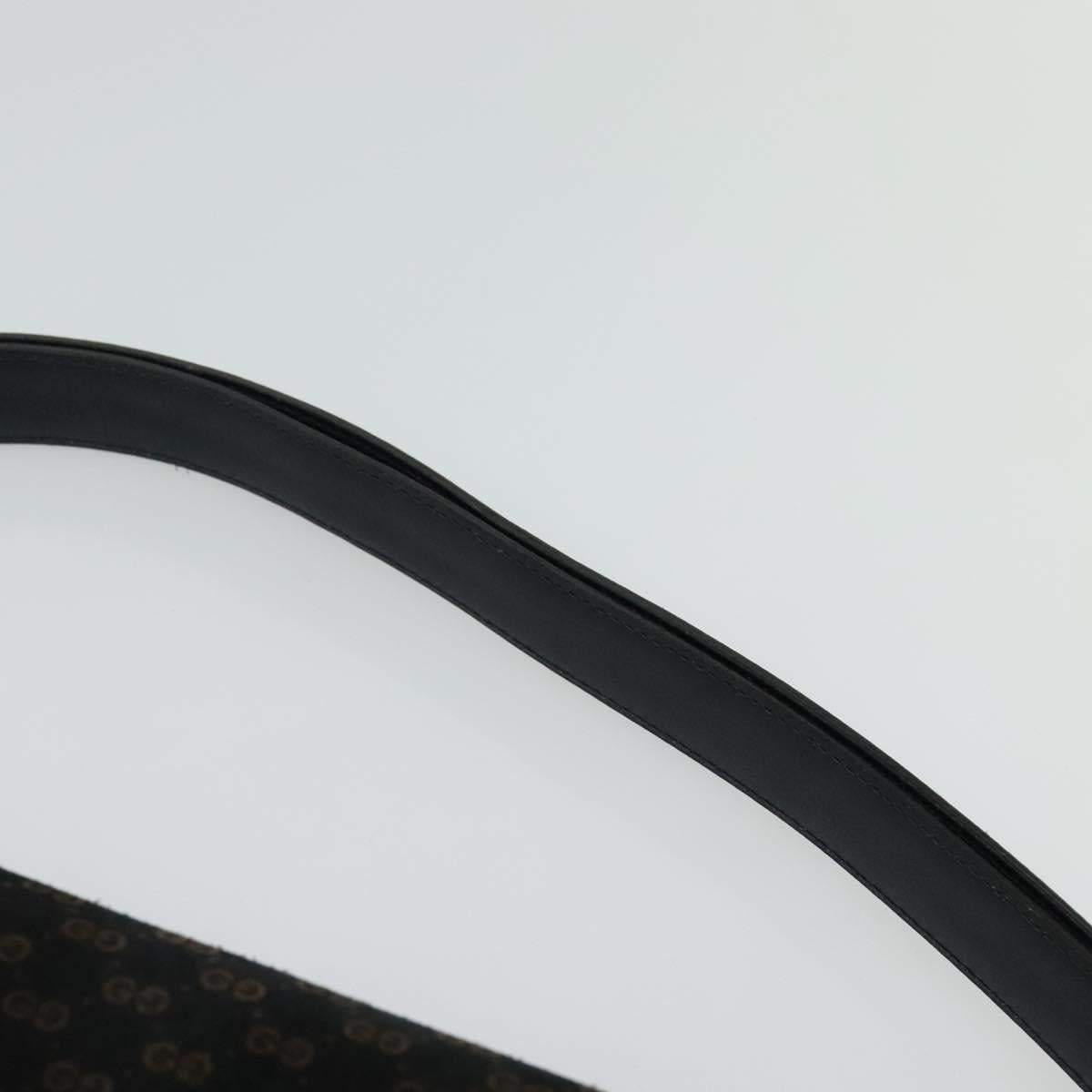 GUCCI Micro GG Canvas Shoulder Bag Suede Navy Gold Auth 139521