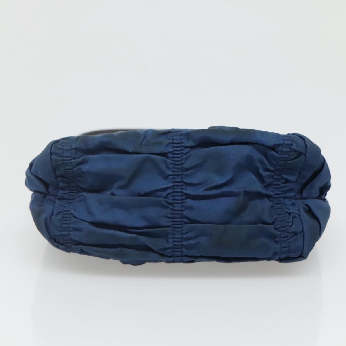 PRADA Accessory Pouch Nylon Blue Gold Auth 139522