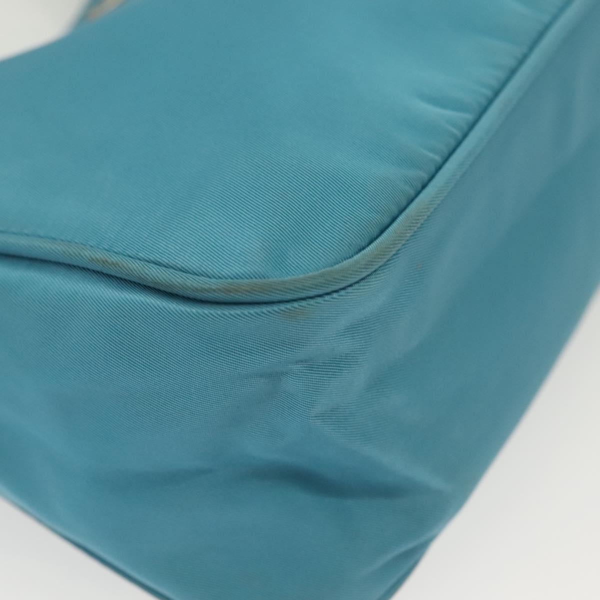 PRADA Hand Bag Nylon Light Blue Silver Auth 139524