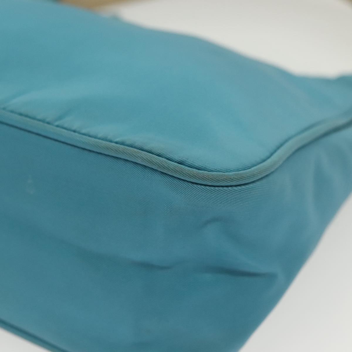PRADA Hand Bag Nylon Light Blue Silver Auth 139524