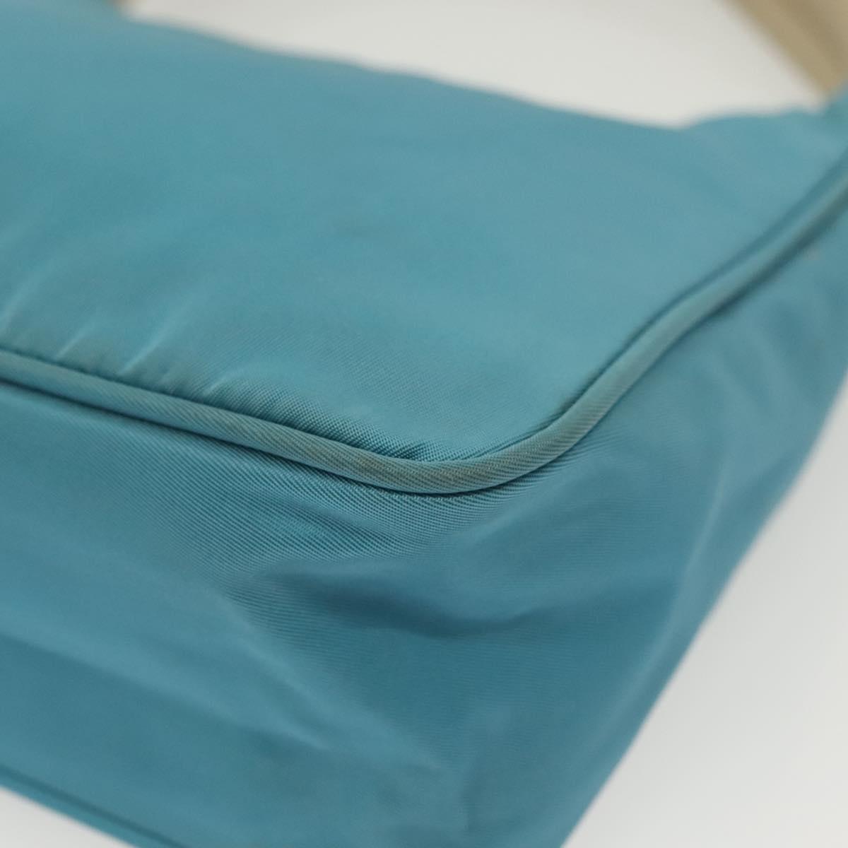 PRADA Hand Bag Nylon Light Blue Silver Auth 139524
