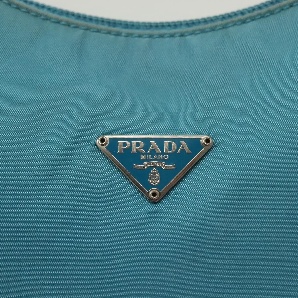 PRADA Hand Bag Nylon Light Blue Silver Auth 139524