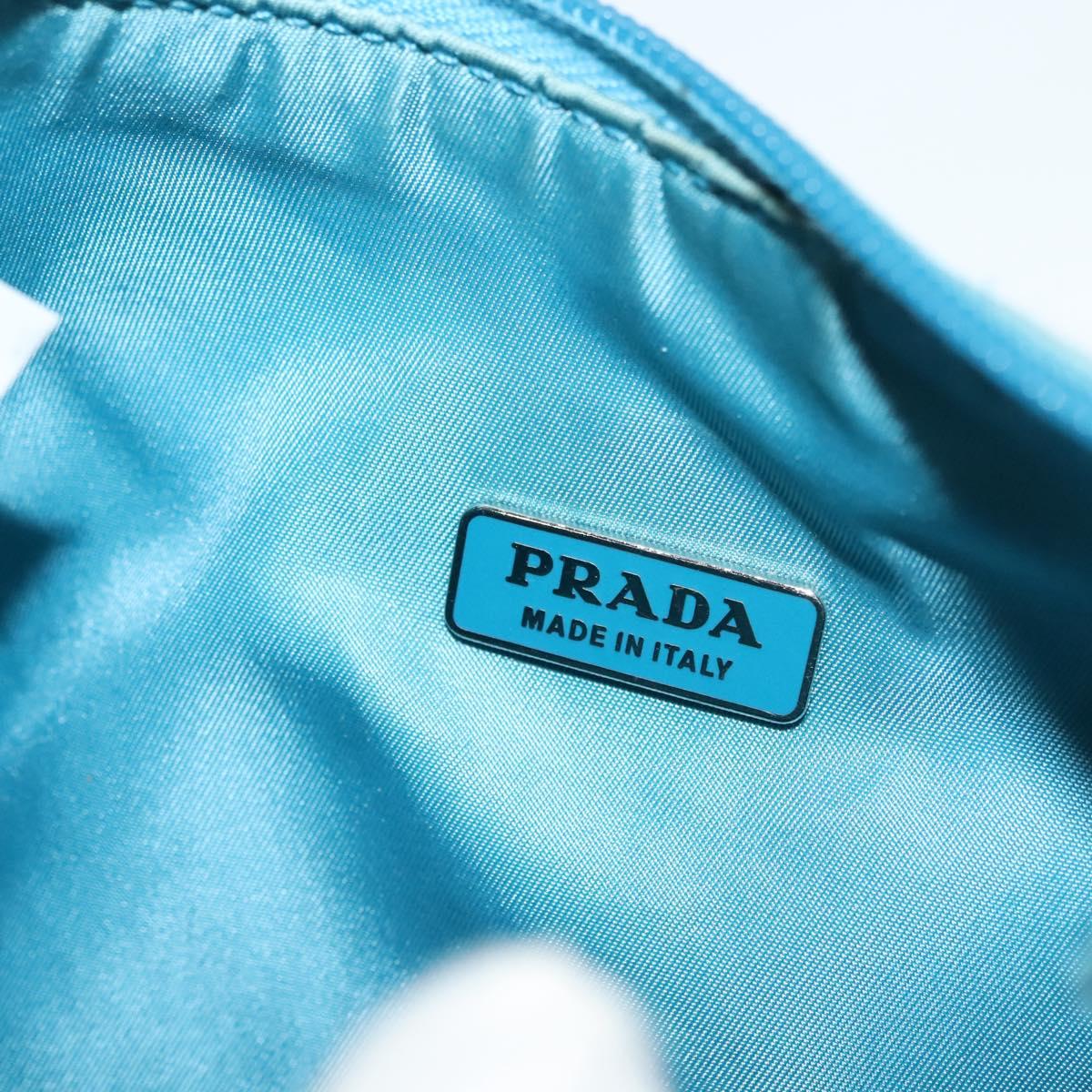 PRADA Hand Bag Nylon Light Blue Silver Auth 139524
