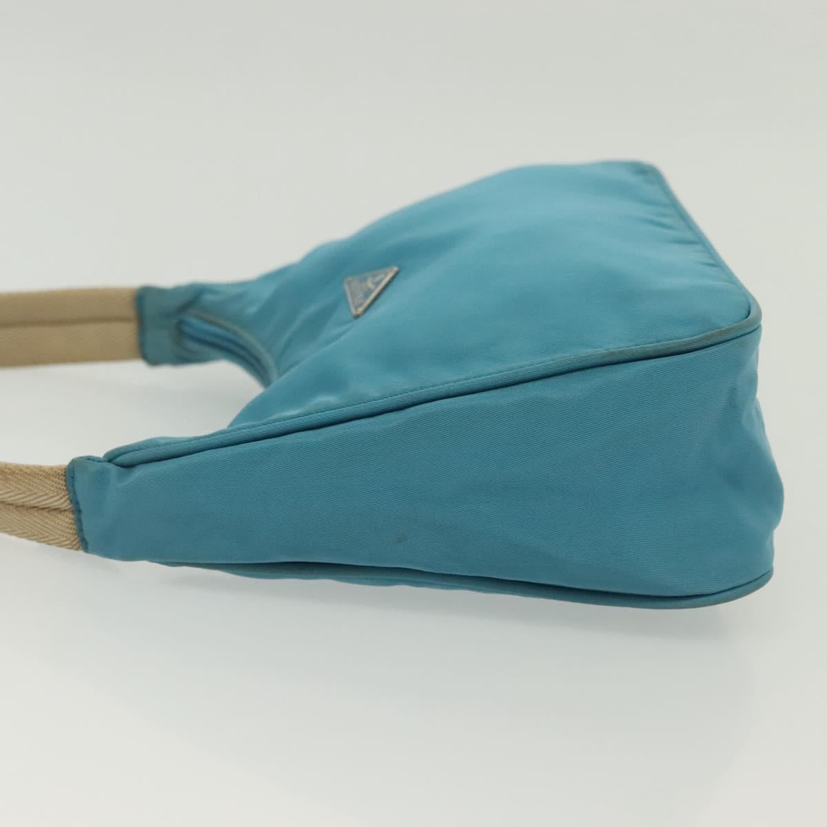 PRADA Hand Bag Nylon Light Blue Silver Auth 139524